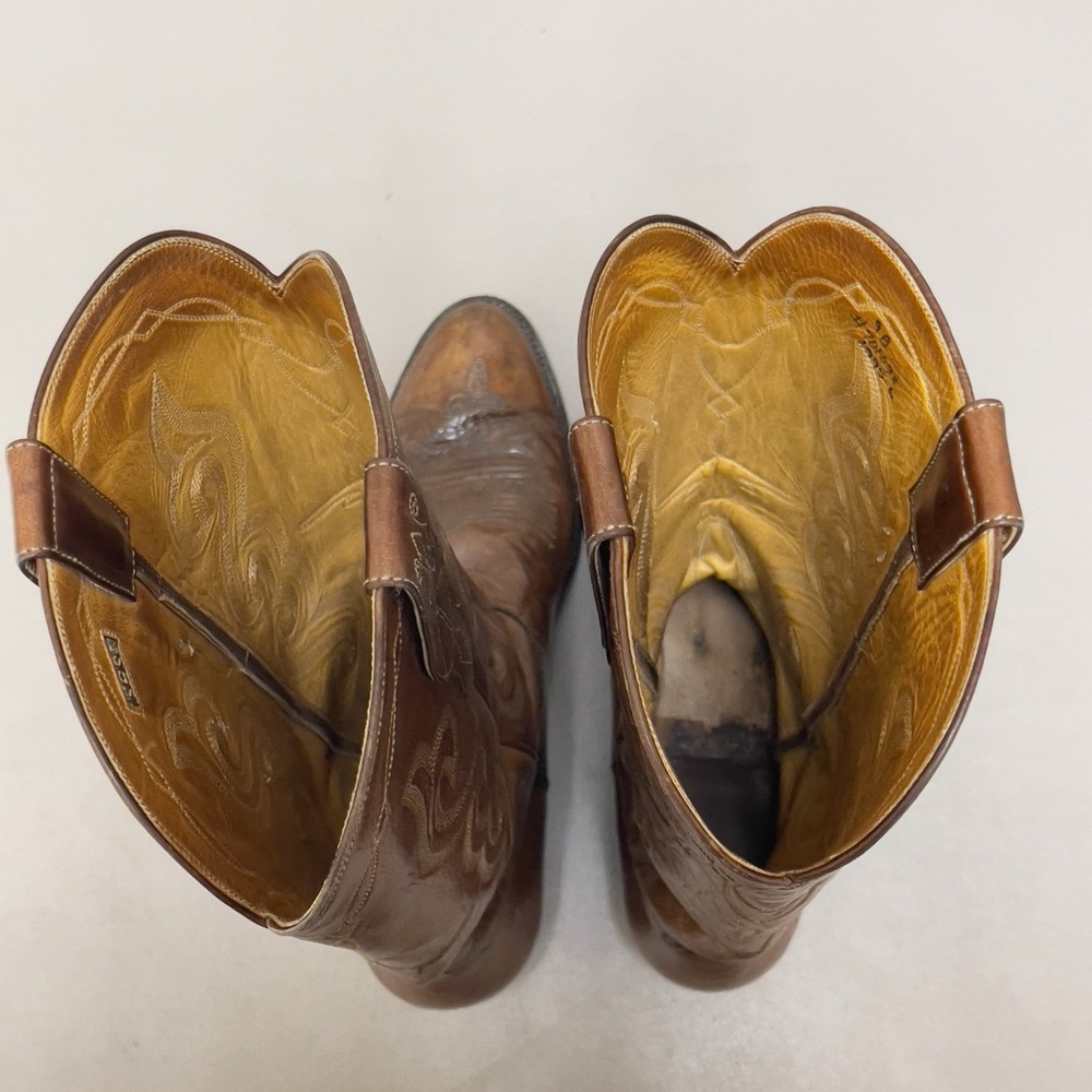 Vintage SAS Bootmaker Cowboy Boots Men 9B Brown Leather Western Rodeo Shoes‎ USA - Picture 13 of 16